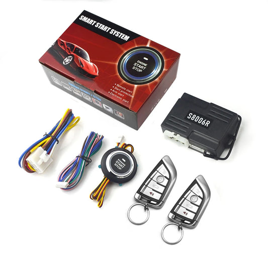 Universal Car Alarm Start Stop Ignition Button Keyless Start System Remote Start 2 Remote Controls Central locking system
