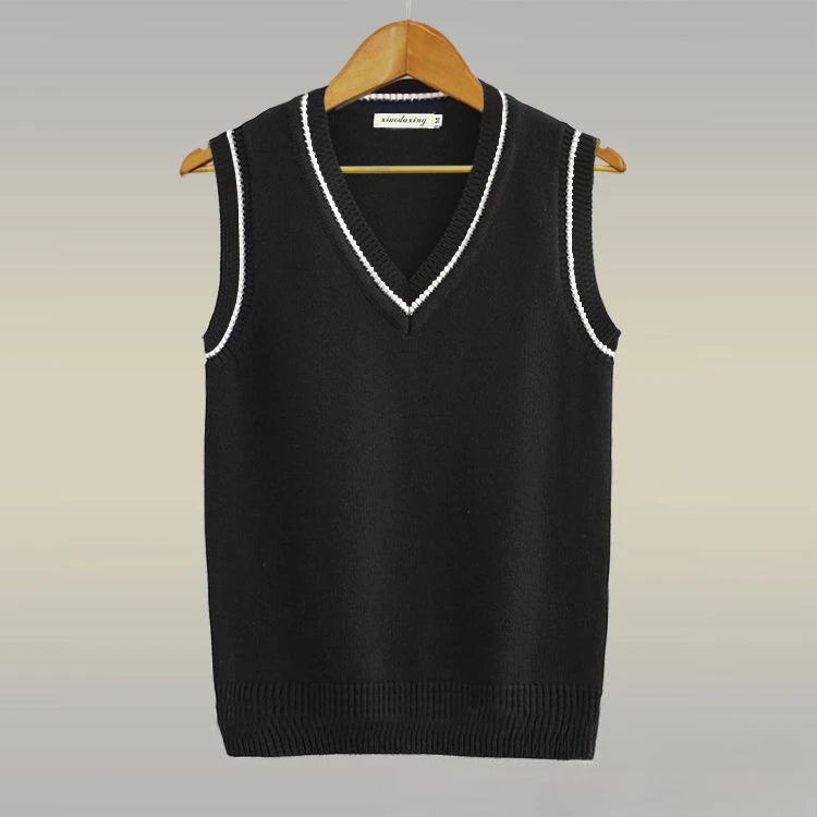 Mens &Womens V-Neck Cable Knit Sweater Vest Cotton Unisex Sleeveless Cricket Jumper for Spring Autumn Winter Golf Office Party