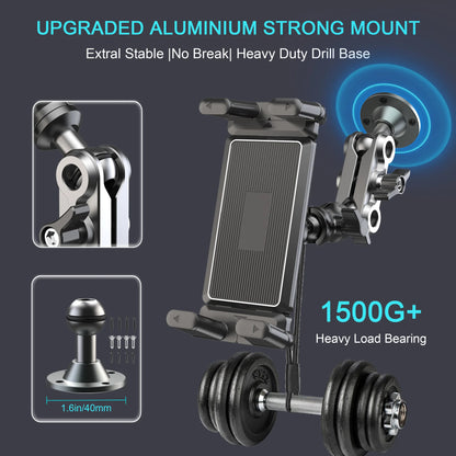 Heavy Duty Tablet Holder Wear Resist 2-Stage Phone Stand 360 Degree Rotable Car Dashboard Phone Mount for Car Bike Boats Trucks