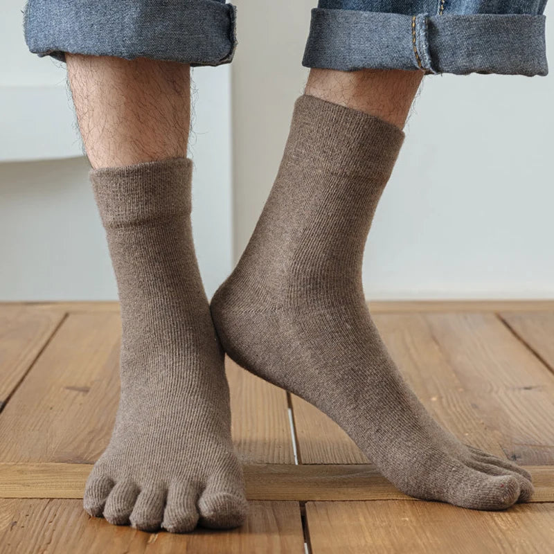 1/5 Pairs Wool Toe Short Socks Winter Man Soft Elastic Endurable Business Sweat-Absorbing Thick Thermal Warm 5 Finger Socks