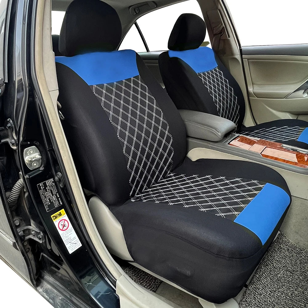 Car Seat Covers Double Line Embroidery Quilted Splicing Universal Size Fit For Most Car Polyester Fabric Seat Covers For Car