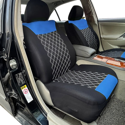 Car Seat Covers Double Line Embroidery Quilted Splicing Universal Size Fit For Most Car Polyester Fabric Seat Covers For Car