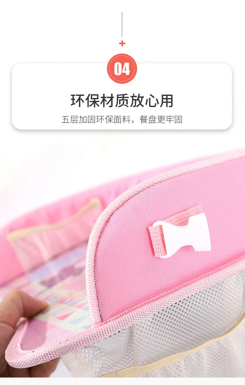 Kids Travel Tray Car Seat Activity and Play Tray Organizer for Children and Toddlers Lap Desk with Tablet Phone Holder Foldable