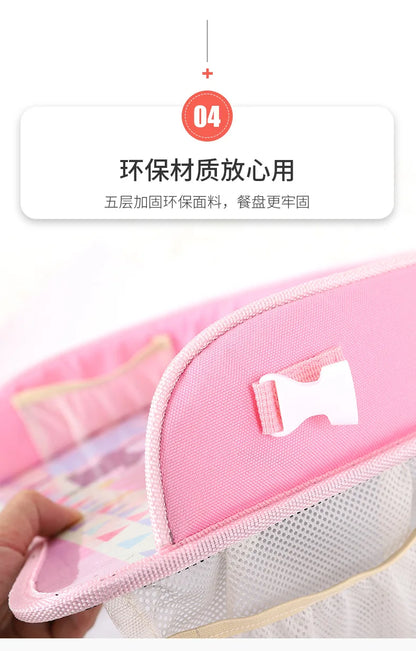 Kids Travel Tray Car Seat Activity and Play Tray Organizer for Children and Toddlers Lap Desk with Tablet Phone Holder Foldable