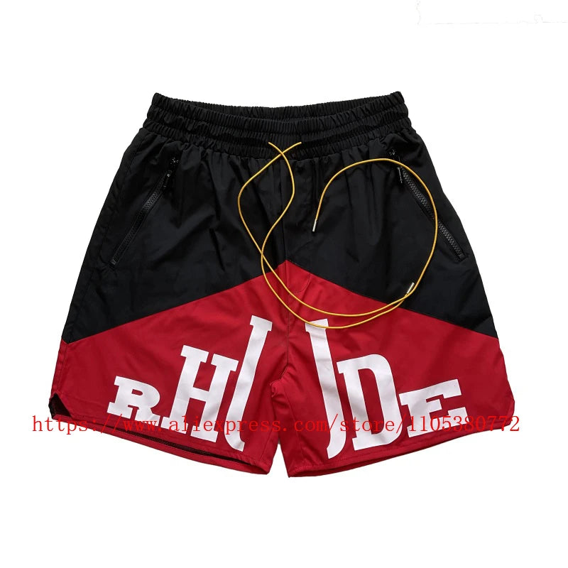 New Arrival RHUDE Print Casual Shorts Loose Street Shorts with Pockets Men's High Quality Shorts