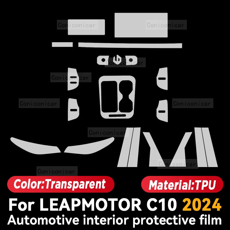 For LEAPMOTOR C10 2025 Car Interior Panel Dashboard Center console Anti-Scratch Protective Film Accessories Sticker