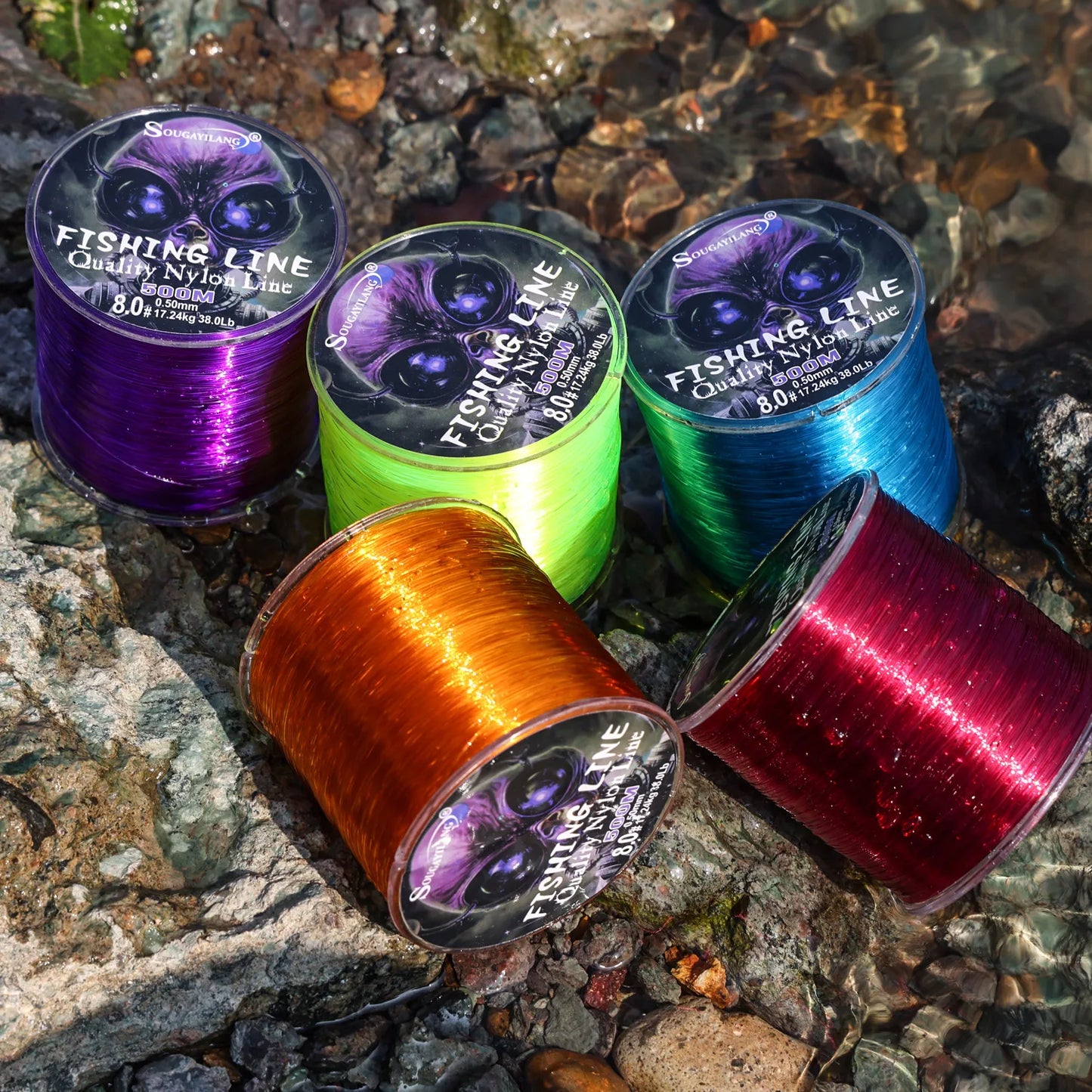 Sougayilang Nylon Fishing Line Strong Tensile and Wear-resistant Fishing Line 500m Capacity Freshwater Saltwater Fishing Line
