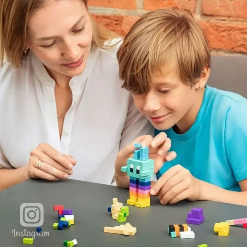 400pcs/set Pixel Building Blocks Designer Rainbow Cube Colorful Connection Block DIY Model Children Toys Gifts for Kids