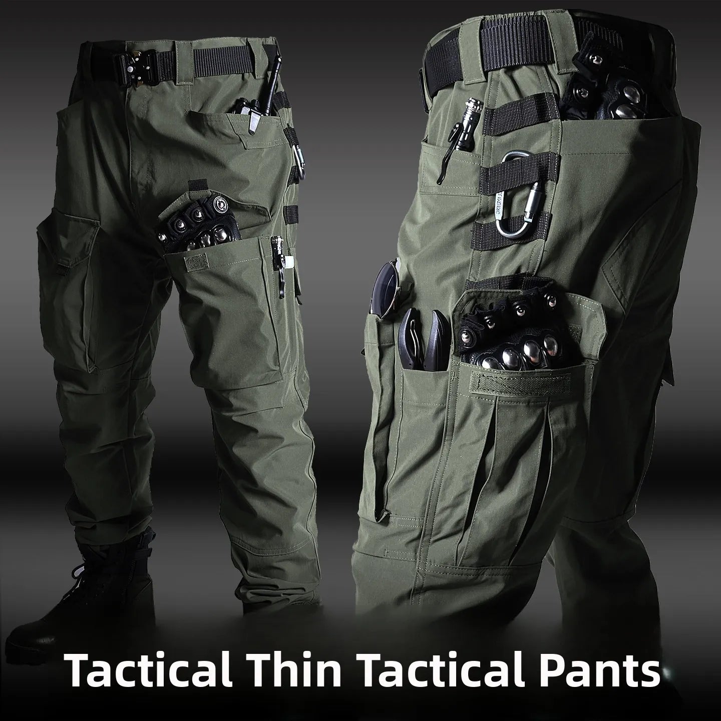 Black American Style Outdoor Training Pants Quick Dry Tactical Multi Pocket Men's Waterproof Wear Resistant Cargo Pants