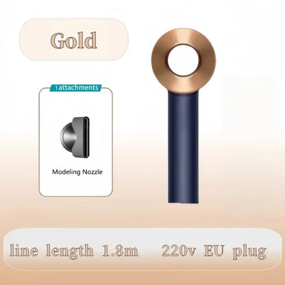 Professional negative ion hair dryer household high-speed bladeless constant temperature hair dryer quick-drying curling nozzle