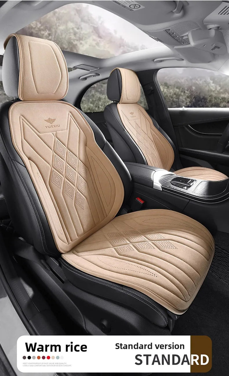 Perforated Suede Seat Cover Universal Four Seasons Cars Seats Covers Breathable Seat Non-slip Luxury Car Rams Latex Seat Cover