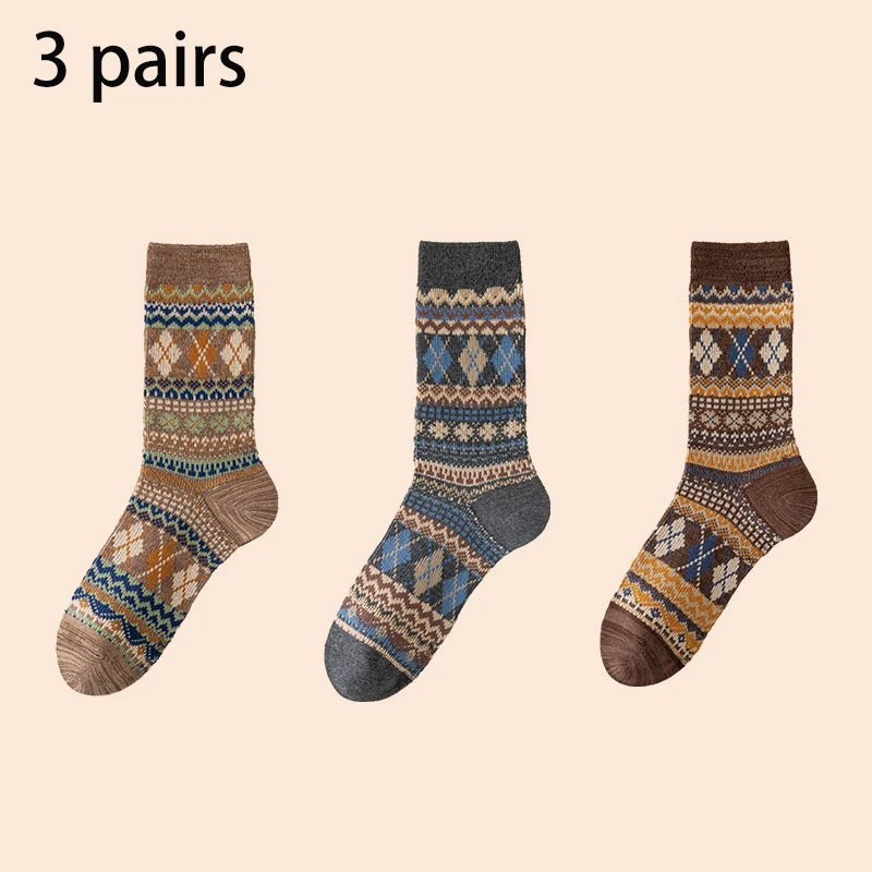 Men's Dress Socks, Cotton Crew Socks, Breathable and Sweat-Absorbing, Funky Colorful Pattern Crew Socks