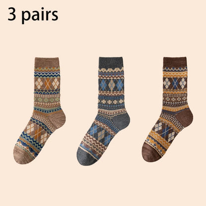 Men's Dress Socks, Cotton Crew Socks, Breathable and Sweat-Absorbing, Funky Colorful Pattern Crew Socks