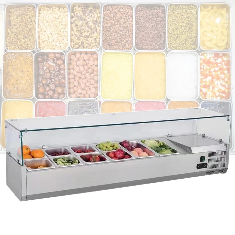 Supermarket Refrigeration Cabinet Salad Bar Display Counter Refrigerator