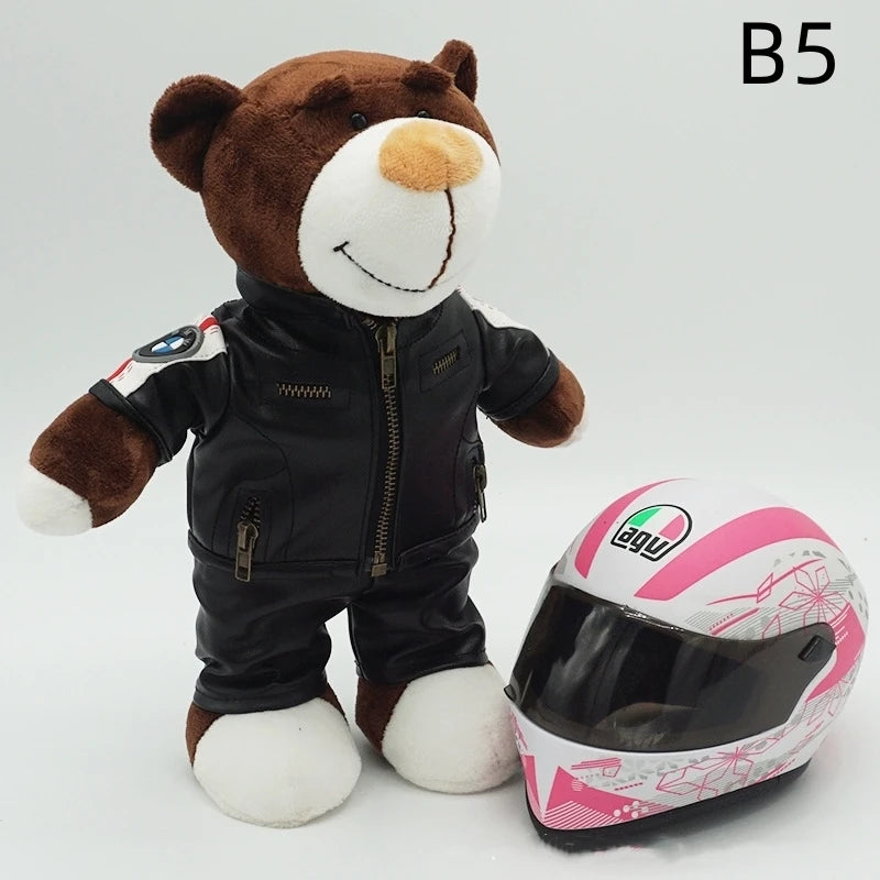 Kawaii helmet and teddy bear motorcycle decorations cute anime filled soft plush toys as gifts for friends during holidays