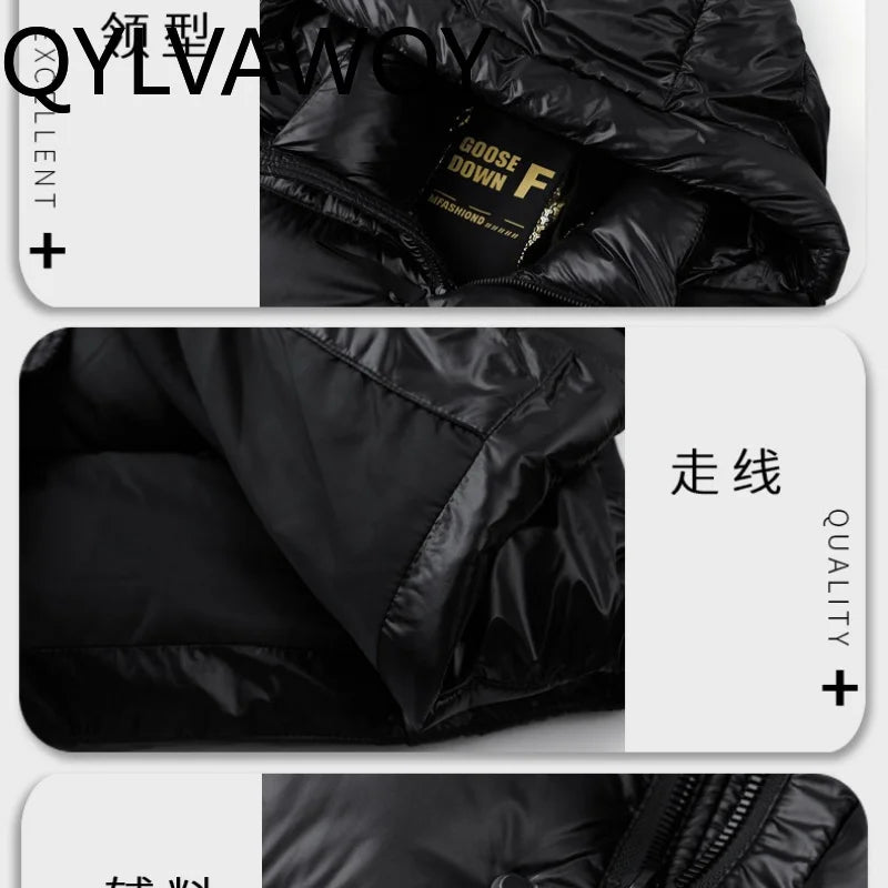QYLVAWOY 90% Goose Down Jacket Man Winter Thickened Parkas Hooded Puffer Coats Warm Light Weight Down Jackets casaco masculino