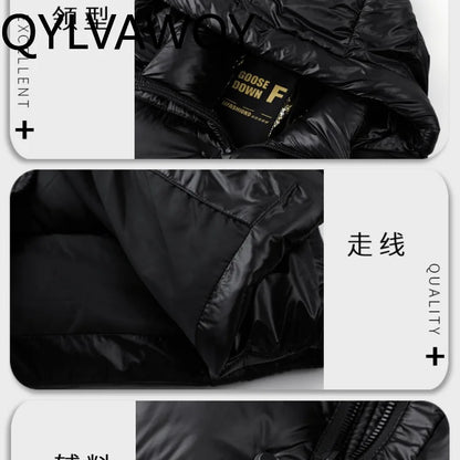 QYLVAWOY 90% Goose Down Jacket Man Winter Thickened Parkas Hooded Puffer Coats Warm Light Weight Down Jackets casaco masculino