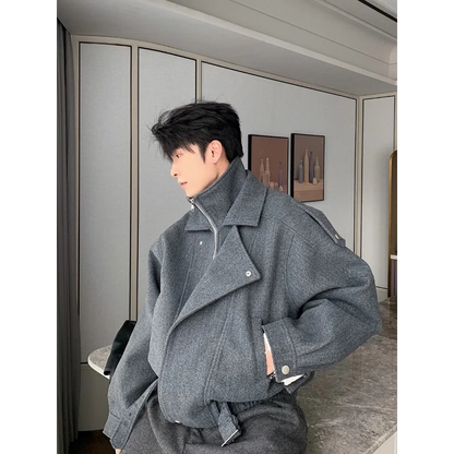 Men's New Spring and Autumn Style Jacket Loose and Casual Gold Velvet Long Sleeved Stand Up Collar