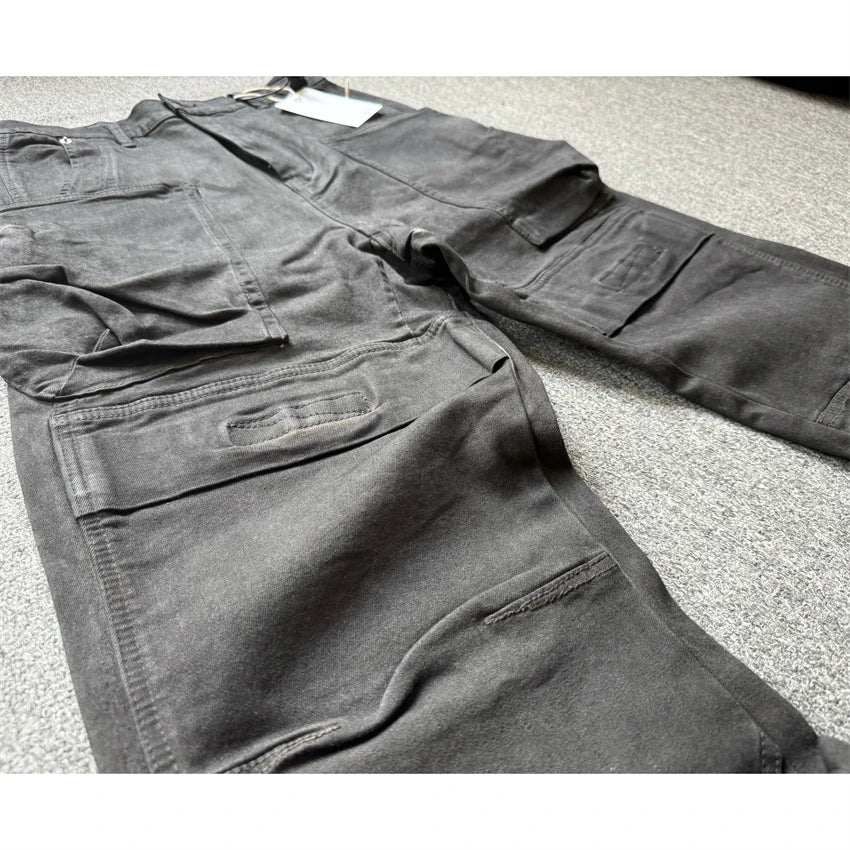 High Street RO Style Denim Pants Men's 24SS Cargo Dirty Washing Old Multi Pocket Workwear Jeans Straight Leg Pant Men Clothing