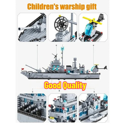Huge size 1560PCS Navy war ship Army Ship Model Warship 6 in 1 Multi-Shape Combination Building blocks Toys For Kids