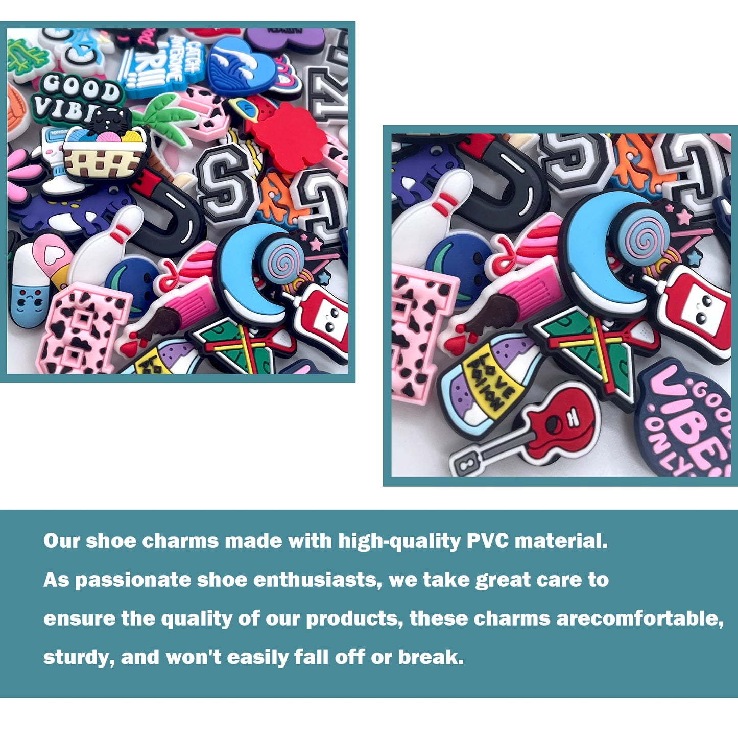 Random 10-200Pcs Non-Repeat Shoe Charms for Sandals, Beach Bags, PVC DIY Shoe Decorations Accessories Charms Premium Quality