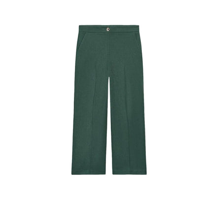 High Waist Wide Leg Pants Zipper Decoration Short Sleeve Turn-down Collar Single Pocket Decoration Fashion Set for Women