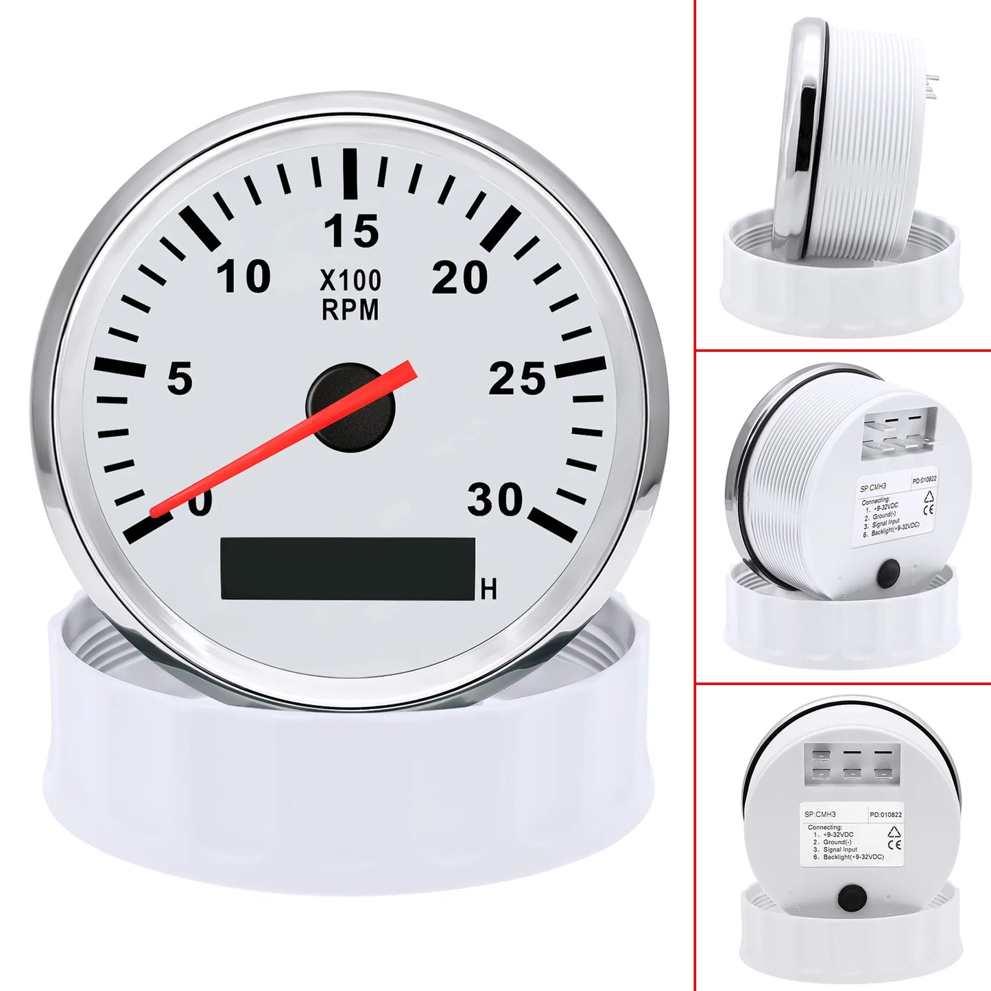 85mm Tachometer 3000RPM With Hourmeter Truck Car Boat Diesel Engine Tacho Meter RPM Gauge M18 / M16 Car Boat Tachometer Sensor