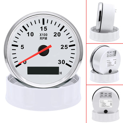 85mm Tachometer 3000RPM With Hourmeter Truck Car Boat Diesel Engine Tacho Meter RPM Gauge M18 / M16 Car Boat Tachometer Sensor