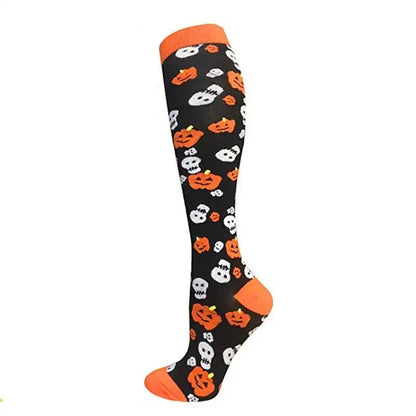 Sport Compression Stockings Funny Pattern Halloween ballon Dot Leg Pressure Running Cycling Multi Color Compress Socks