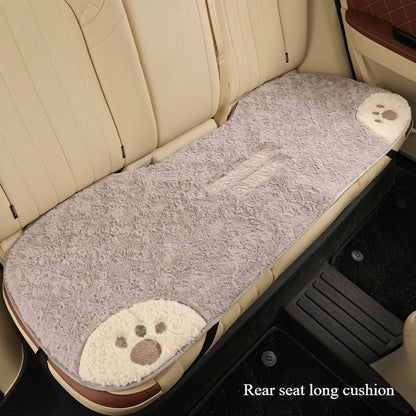 Cartoon 3D Bear Universal Car Seat Cushion Covers Plush Backrest for Autumn Winter Warm Cute Designed Seat Accessories
