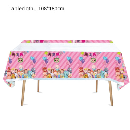 Cocomelon Birthday Party Decoration Tableware Set Birthday Cup Plate Napkin Tablecloth Cake Topper Balloon Party Favors Gifts