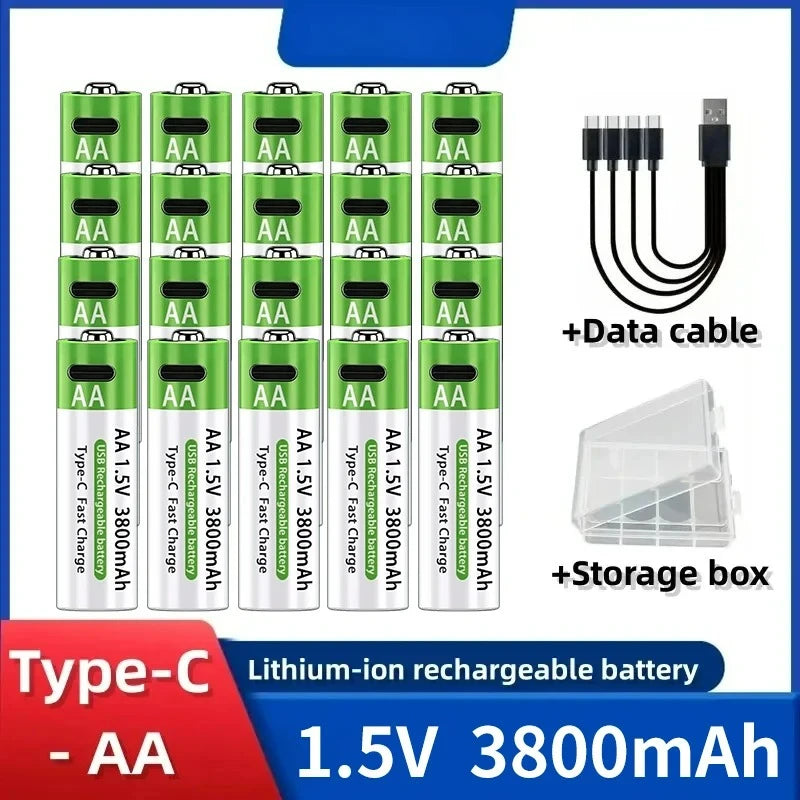 2025NEW Lithium-Ion Battery Type-C Rechargeable High-Capacity Battery AA&AAA Battery For remote control, mouse, electric toys