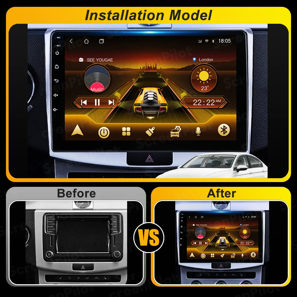 For Volkswagen VW Passat B6 B7 B8 CC 2007- 2021 Android 16 Car Radio Multimedia Video Player GPS Navigation Touch Screen RDS 5G