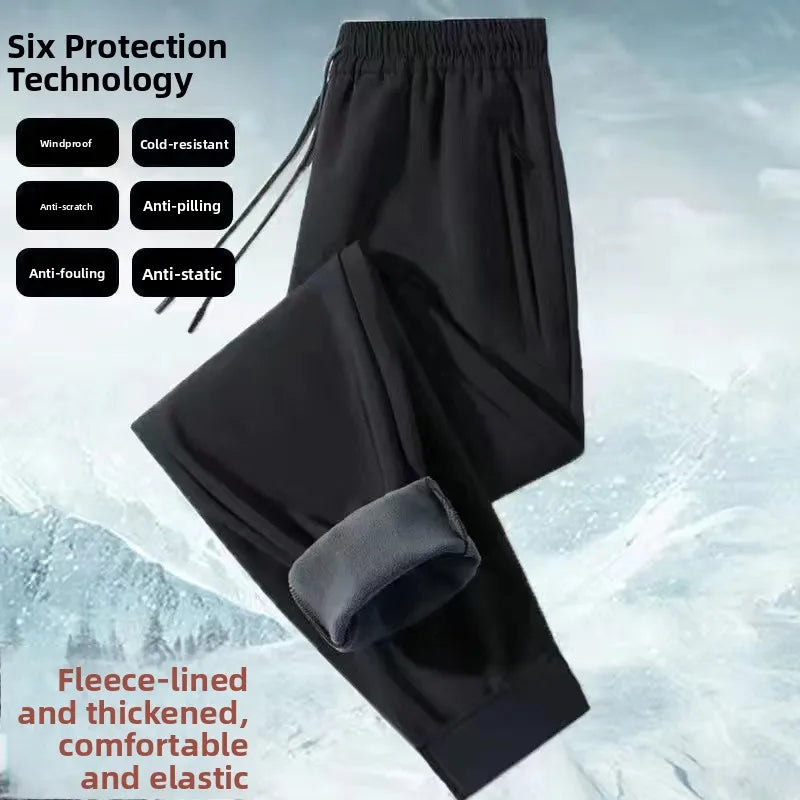 Fashionable Fleece Lined Windproof Pants Couples Loose Fit Casual Sports Long Trousers Men's Cotton Trousers Autumn 2025
