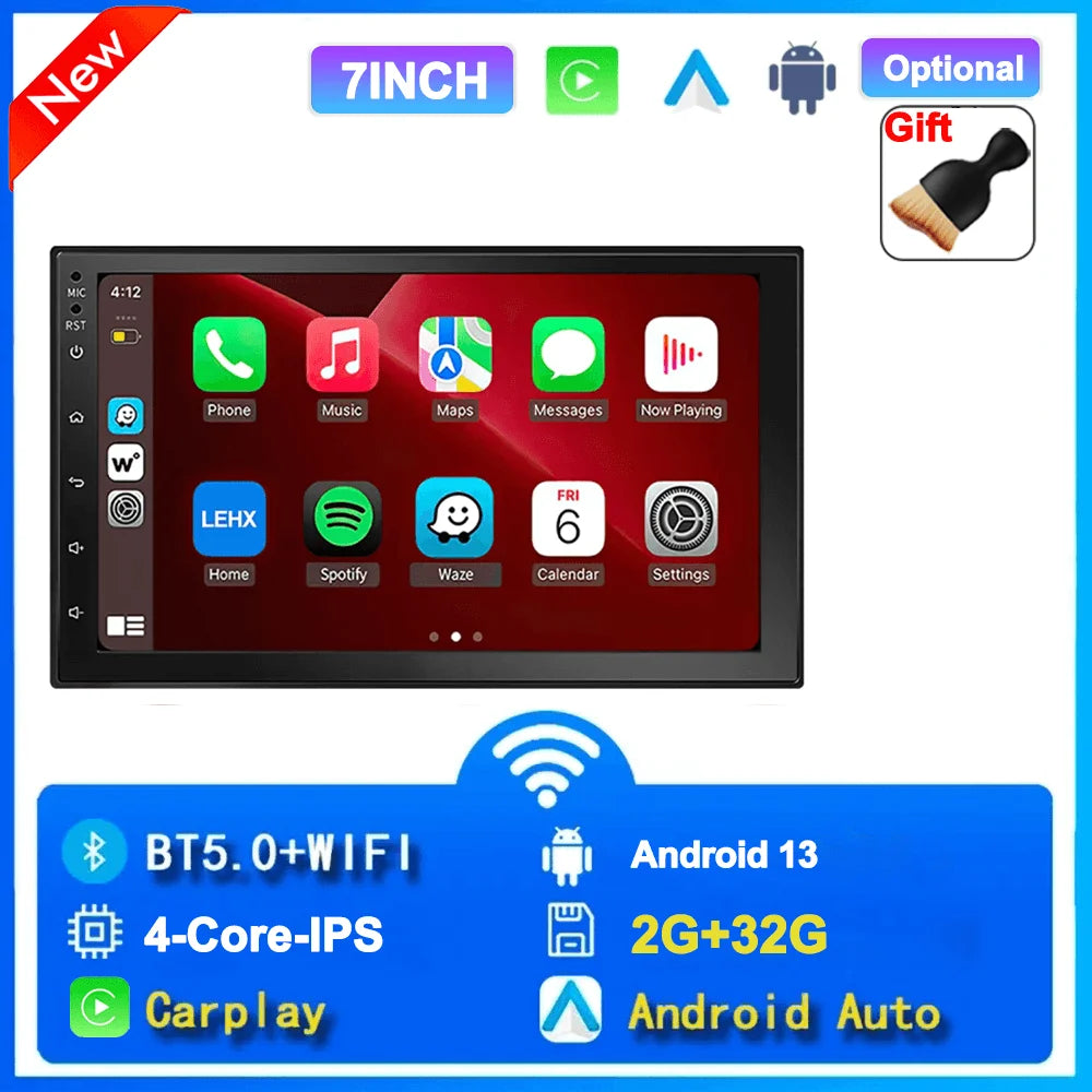 Universal 7"/9"/10“ 2DIN Android 13 4+64G Car Stereo Carplay Android Auto GPS Navigation Bluetooth FM RDS Radio WIFI Touchscreen