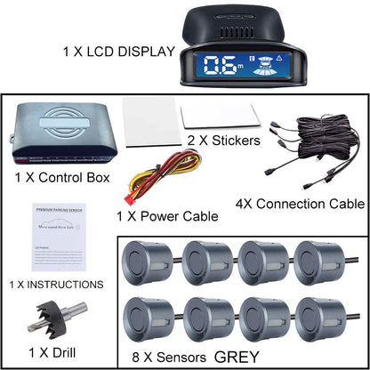 Auto Parktronic 8-Sensor Parking Radar Backlight LCD Monitor Universal Reverse Detection System For Cars