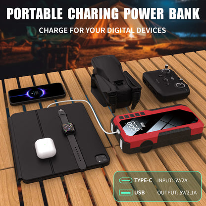 5000A Peak Car Jump Starter with 150PSI Air Compressor Portable Car Battery Booster Pack 12V Auto Starting Device for Gas/Diesel