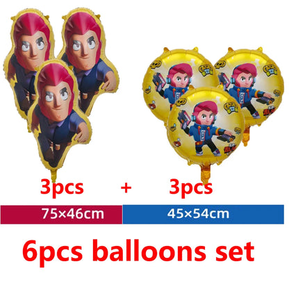 Anime Game Theme Party Supplies Flag Pull Banner Cake Topper Balloon Set Kid Girl Boy Happy Birthday Party Baby Shower Decor