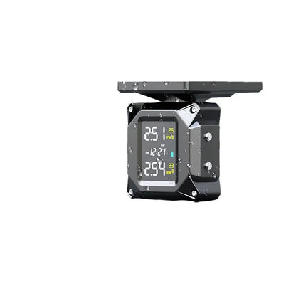 Waterproof Motorcycle TPMS, Solar & Magnetic Charging Tire Pressure Monitor System with 2 External Sensors & HD LED Display