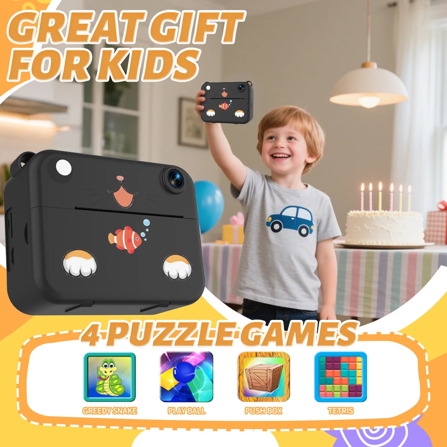 Digital Children Camera Kids Camera Instant Print Photo HD Video Recorder Mini Thermal Printer Best Birthday Festive Gifts 1080p