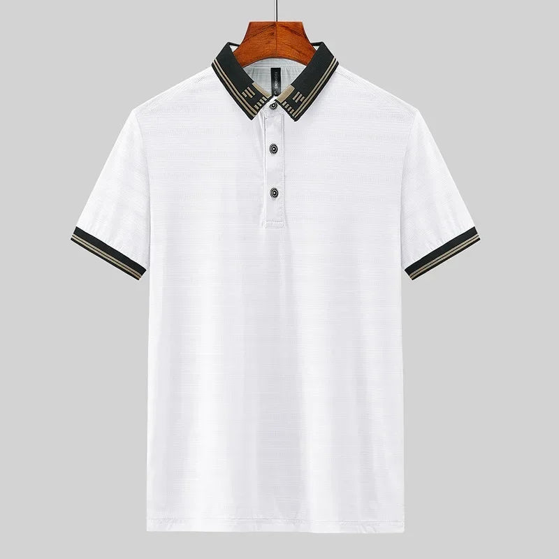 Big Size Men's Ice Silk Polo Shirts Short Sleeve Golf Wear Tee Shirt Male Plus Large 8XL 7XL 130kg Designer Breathable Business