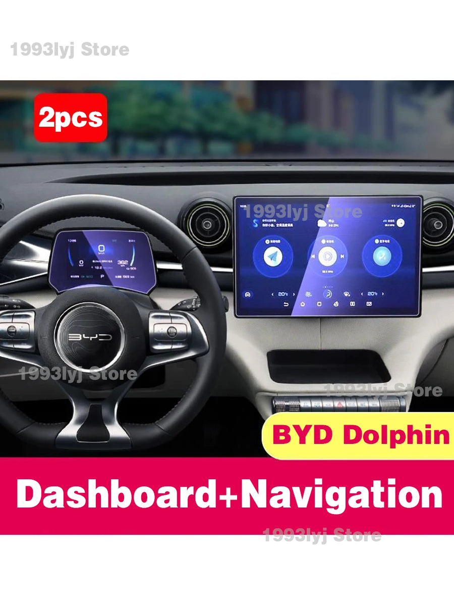 For BYD Dolphin 2021-2023 Tempered Glass Car Interior Navigation Entertainment Media Touch Center Display Screen Protective Film