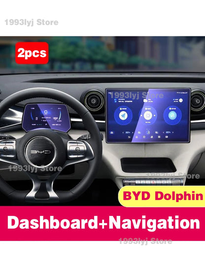 For BYD Dolphin 2021-2023 Tempered Glass Car Interior Navigation Entertainment Media Touch Center Display Screen Protective Film