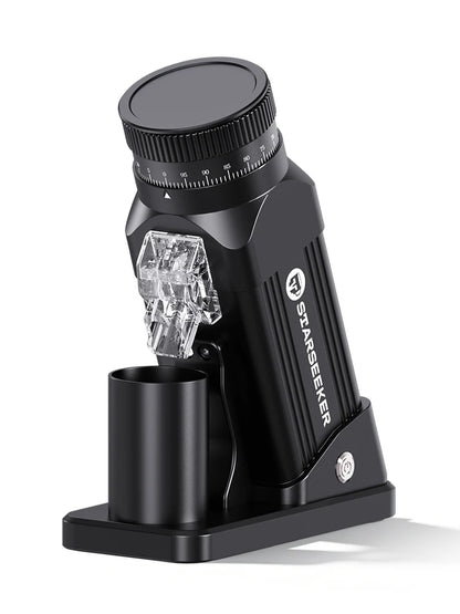 STARSEEKER E64 Electric Coffee Grinder 64MM Espresso Titanium Flat burr Stepless Fineness Adjustment Home Bean Grinder Black