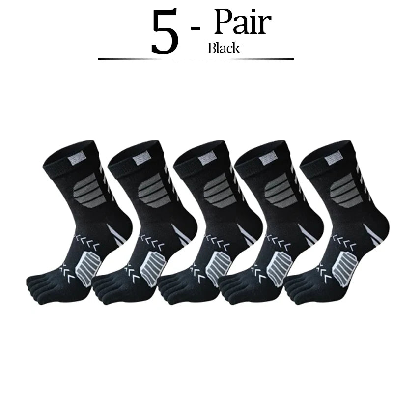 5 Pairs Sport Toe Socks Compression Pure Cotton Sweat-Absorbing Colorful Bike Marathon Fitness Outdoor Basketball 5 Finger Socks
