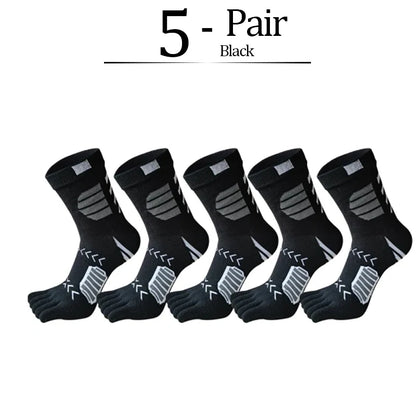 5 Pairs Sport Toe Socks Compression Pure Cotton Sweat-Absorbing Colorful Bike Marathon Fitness Outdoor Basketball 5 Finger Socks