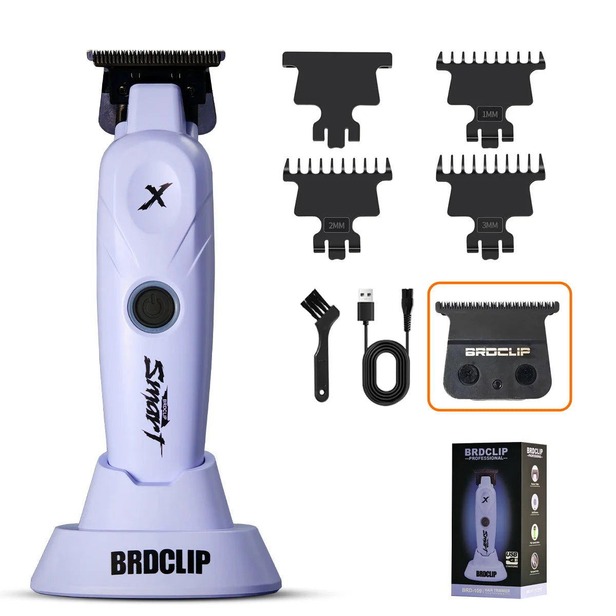 BRDCLIP  X Series White FA1T 7700RPM Professional Electric Hair Trimmer Hair Clipper For man carving DLC Blade Barber Shop Tool