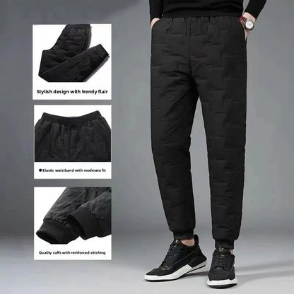Youth Thickened down Pants Outdoor Workwear Trousers Fashionable Street Style Long Pants for Men Winter Outdoor Activities