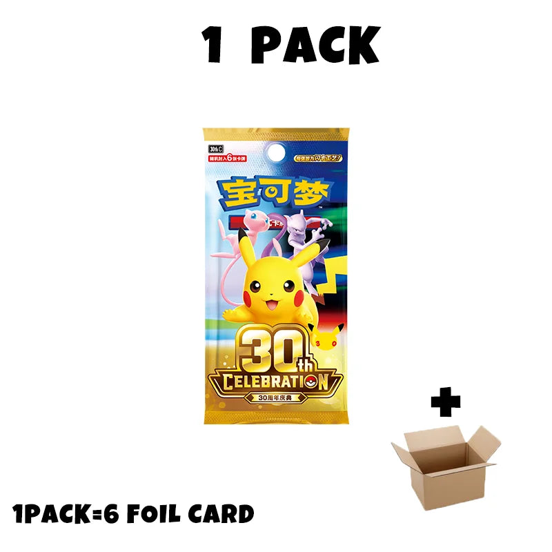 New Pokemon 30th Anniversary All Foil Cards Chinese Ver Booster Pack Special New PTCG Sealed FUR Pikachu Cards For Collection