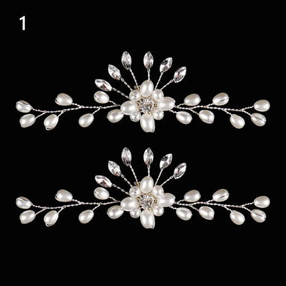 1Pair Wedding Shoes Decorations Pearl Shoes Clip High Heel Shiny Clips Charm Buckle Rhinestone Brooch Bride Pendant Accessories